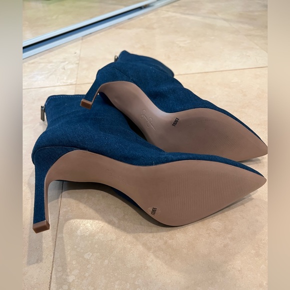 Blue Jean Denim Sock Ankle Boots - Picture 5 of 5